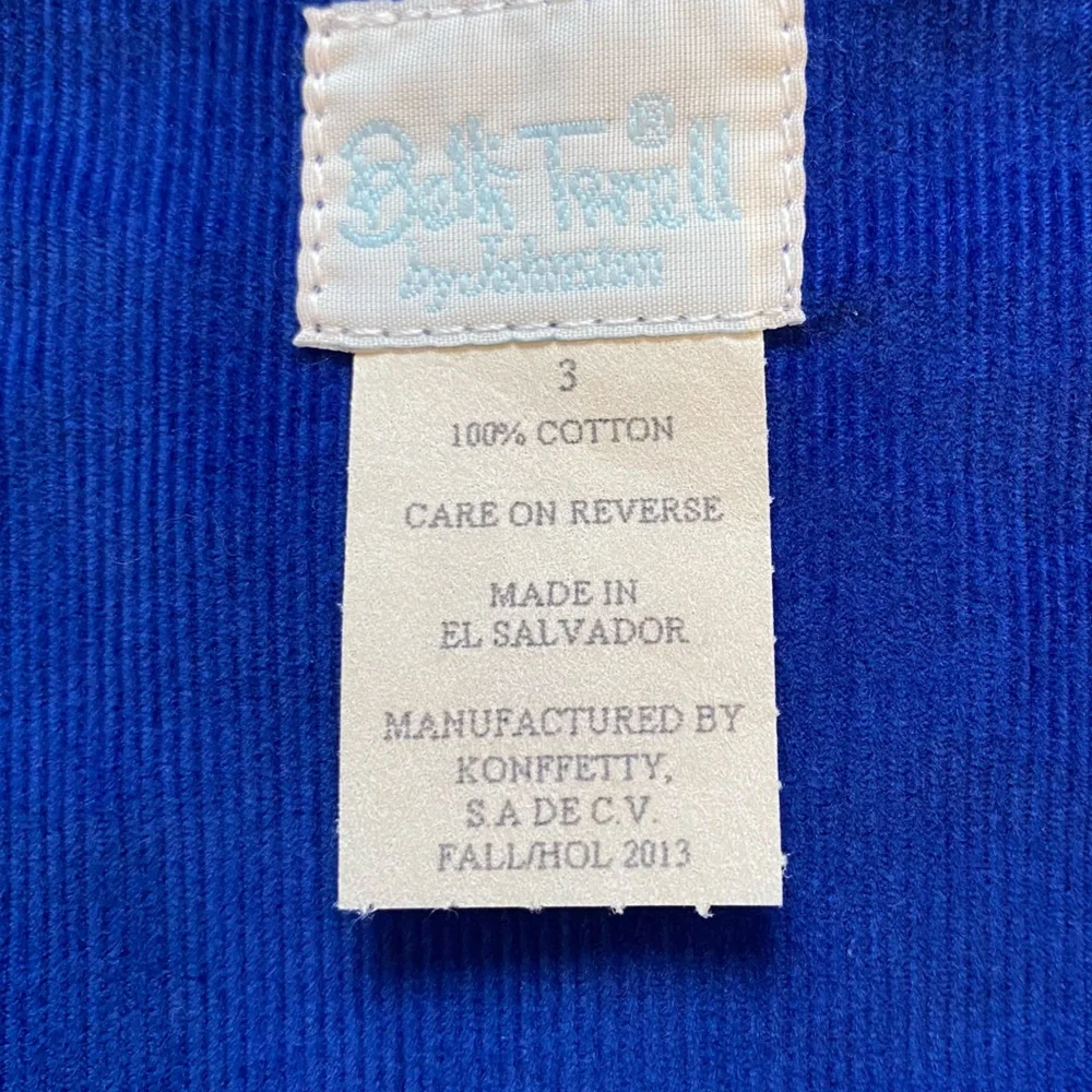 NWT Betti Terrell Vibrant Blue Corduroy Boys Christmas Tree Shortall Romper, 3